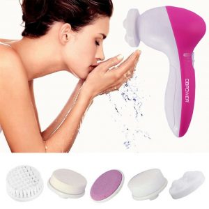 facial massage with a brush